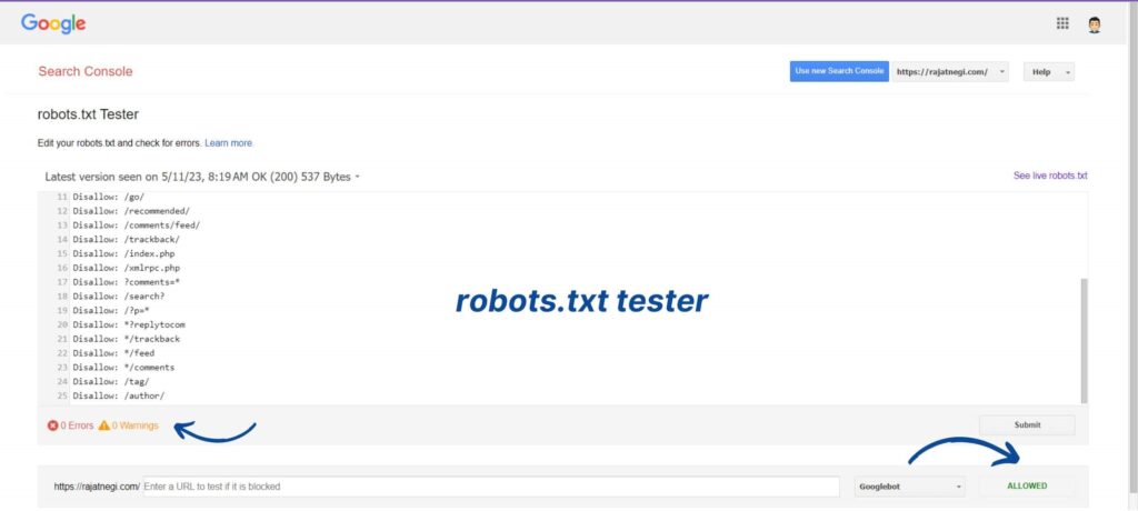 robots.txt tester by google
