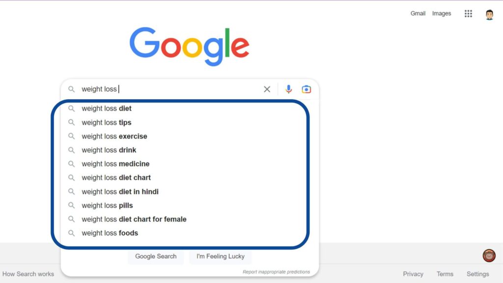 weight loss search on google